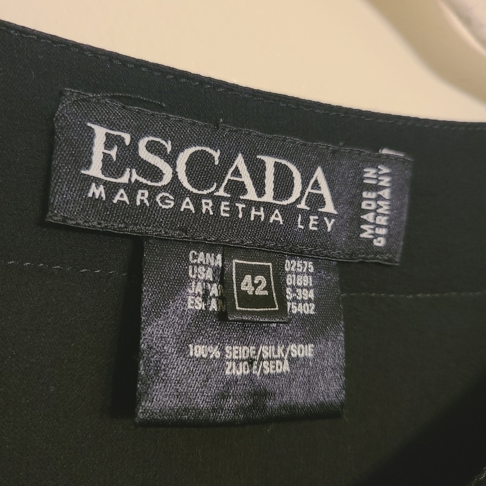 Escada | Women's Black Button Down Silk Shirt (Italian Size 42; US Medium) - Picture 2 of 16